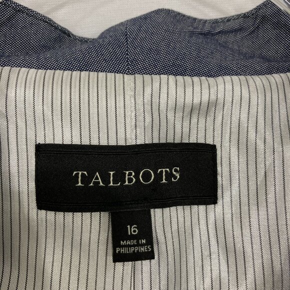 Talbots size 16 Gray Collarless Cotton Jacket Blazer Office Career Business - Picture 2 of 11